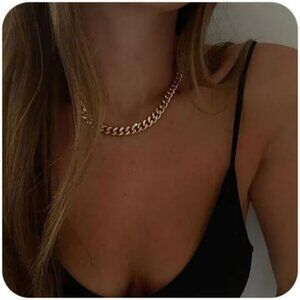 Unisex 18K 8mm Gold Cuban Link Chain Necklace - Punk Hip Hop Christmas Gift